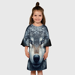 Платье клеш для девочки Морда волка - взгляд, цвет: 3D-принт — фото 2
