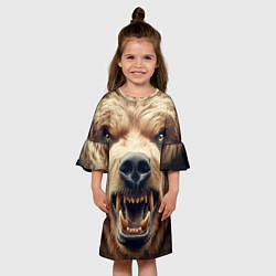 Платье клеш для девочки Морда свирепого русского медведя - нейросеть, цвет: 3D-принт — фото 2