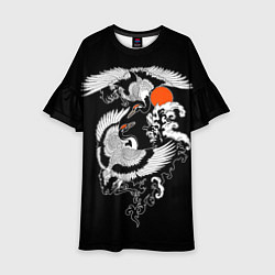 Детское платье Японские журавли - брачный танец