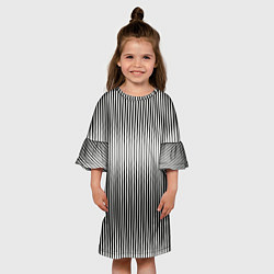 Платье клеш для девочки Серые вертикальные линии, цвет: 3D-принт — фото 2