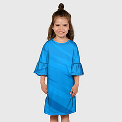 Платье клеш для девочки Насыщенный голубой полосами, цвет: 3D-принт — фото 2