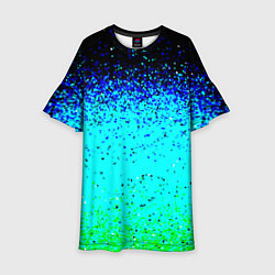 Платье клеш для девочки Пикселизация неоновых цветов, цвет: 3D-принт
