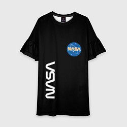 Платье клеш для девочки NASA logo usa space, цвет: 3D-принт