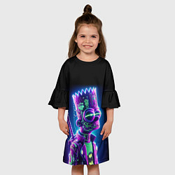Платье клеш для девочки Bart Simpson cyber ninja - neon glow, цвет: 3D-принт — фото 2