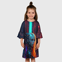 Платье клеш для девочки Футуристичная девушка-андроид, цвет: 3D-принт — фото 2