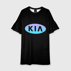 Платье клеш для девочки KIA logo neon, цвет: 3D-принт