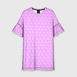 Платье клеш для девочки Розовый паттерн розовые бантики, цвет: 3D-принт