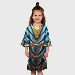 Платье клеш для девочки Объемная синяя текстурная кожа, цвет: 3D-принт — фото 2
