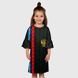 Платье клеш для девочки Россия спорт герб, цвет: 3D-принт — фото 2