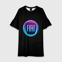 Платье клеш для девочки FIAT logo neon, цвет: 3D-принт