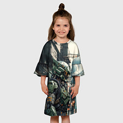 Платье клеш для девочки Киборг в зелёной броне, цвет: 3D-принт — фото 2