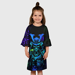 Платье клеш для девочки Дух череп - самурай, цвет: 3D-принт — фото 2