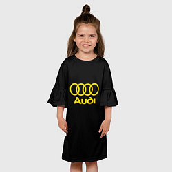 Платье клеш для девочки Audi logo yellow, цвет: 3D-принт — фото 2