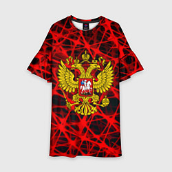 Платье клеш для девочки Россия текстура символика, цвет: 3D-принт