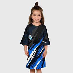 Платье клеш для девочки БМВ - синий гексагон, цвет: 3D-принт — фото 2