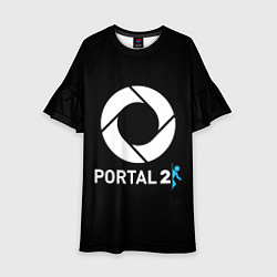 Платье клеш для девочки Portal2 logo game, цвет: 3D-принт