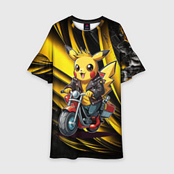 Детское платье Пикачу на красном мотоцикле