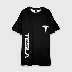 Платье клеш для девочки Tesla logo white, цвет: 3D-принт