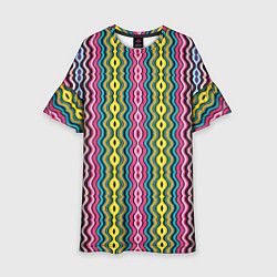 Платье клеш для девочки Абстрактные разноцветные вертикальные полосы, цвет: 3D-принт