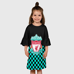 Платье клеш для девочки Liverpool fc sport клетка, цвет: 3D-принт — фото 2