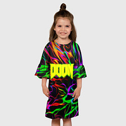Платье клеш для девочки Doom optical colors, цвет: 3D-принт — фото 2
