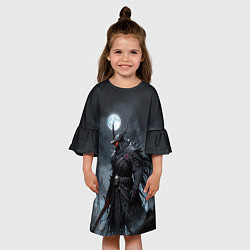 Платье клеш для девочки Воин мрака под луной, цвет: 3D-принт — фото 2
