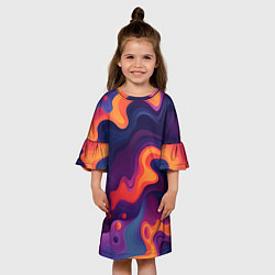 Платье клеш для девочки Неоновый спектр, цвет: 3D-принт — фото 2