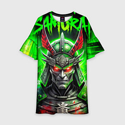 Платье клеш для девочки Samurai green, цвет: 3D-принт