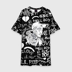 Платье клеш для девочки Lil Peep pattern автографы лого, цвет: 3D-принт