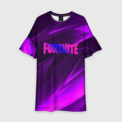 Платье клеш для девочки Fortnite neon stripes angles logo, цвет: 3D-принт