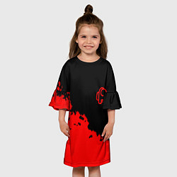 Платье клеш для девочки Among us красные краски, цвет: 3D-принт — фото 2