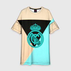 Платье клеш для девочки Реал мадрид спорт геометрия, цвет: 3D-принт