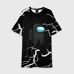 Платье клеш для девочки Among us storm black, цвет: 3D-принт