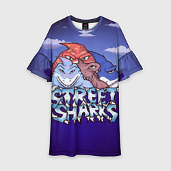 Платье клеш для девочки Street sharks - Городские Уличные Акулы, цвет: 3D-принт