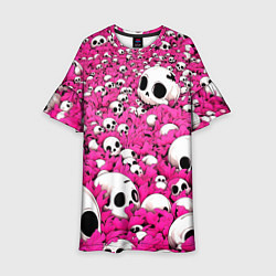 Платье клеш для девочки Черепа в бордовой траве, цвет: 3D-принт