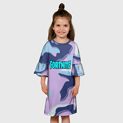 Платье клеш для девочки Fortnite camo steel, цвет: 3D-принт — фото 2