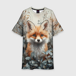 Платье клеш для девочки Грустный лисёнок, цвет: 3D-принт