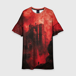 Платье клеш для девочки Путник под багровым замком, цвет: 3D-принт