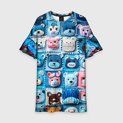 Платье клеш для девочки Пэчворк с мишками, цвет: 3D-принт