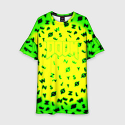 Платье клеш для девочки Doom кислотное лого символы, цвет: 3D-принт