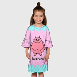 Платье клеш для девочки Балерина толстая кошечка, цвет: 3D-принт — фото 2