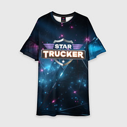 Платье клеш для девочки Star Trucker logo space, цвет: 3D-принт
