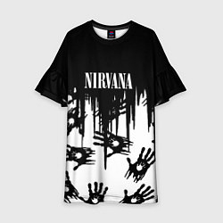 Платье клеш для девочки Nirvana rok hand, цвет: 3D-принт