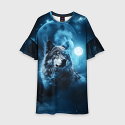 Детское платье Волк ночное синее небо
