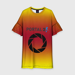 Платье клеш для девочки Portal 2 gradient, цвет: 3D-принт