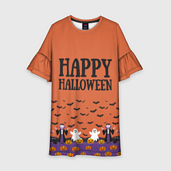 Платье клеш для девочки Happy Halloween pattern, цвет: 3D-принт