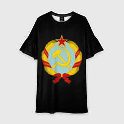 Платье клеш для девочки Советский союз лого, цвет: 3D-принт