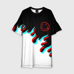 Платье клеш для девочки Нирвана глитч огонь, цвет: 3D-принт