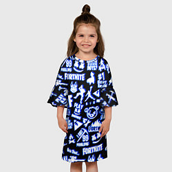 Платье клеш для девочки Fortnite neon game steel, цвет: 3D-принт — фото 2