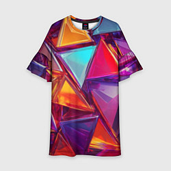 Платье клеш для девочки Разноцветные треугольники 2, цвет: 3D-принт